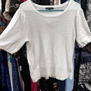Adrianna Papell White Textured Knit Top